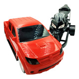 Picape Miniatura Vermelha Com Moto Racing