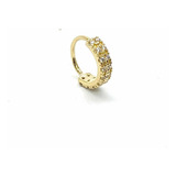 Piercing Argola Com 18 Pedras Brancas Nariz Orelha Ouro 18k