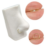 Piercing Argola Nariz 8mm Com Pedra 1,5mm Folheada A Ouro