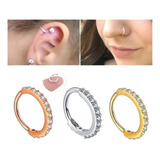 Piercing Cartilagem Nariz Argola Prata Dourad Pedra Zirconia