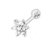 Piercing Em Prata 925 Flor Zircônia