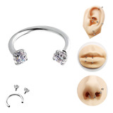 Piercing Ferradura Smile Boca Com Zirconia