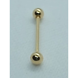 Piercing Lingua Transversal Bolinha Banhada A Ouro