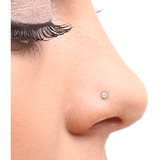 Piercing Nariz Em Ouro 18k Nostril Zircônia 1,50mm Ponto Luz