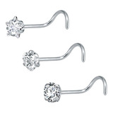 Piercing Nariz Nostril Estrela Pedra Zirconia 3mm Pt De Luz