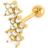 Piercing Orelha Cartilagem 3 Flores Zircônia Ouro 18k 