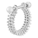 Piercing Orelha Conch Argola Dupla Zircônia Fl A Ouro Branco