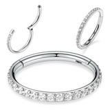 Piercing Titânio Argola Click Cravejada 6mm 8mm 10mm 12mm
