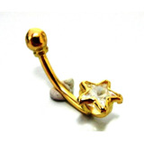 Piercing Umbigo Ouro 18k Estrela Pedra