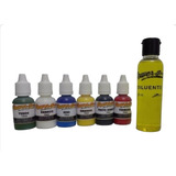 Pigmentos P/ Tattoo Kit 6 Cores De 15 Ml Cada+ Diluente 60ml
