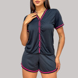 Pijama Americano Feminino Short Doll Blogueirinha Botão