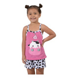 Pijama Baby Doll Estampado Vaquinha Infantil Verão Qualidade