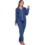 Pijama Blogueira Americano Feminino Adulto Inverno Longo