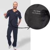 Pijama Cirúrgico Masculino Bordado Com Nome E Profissão