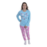 Pijama Feminino Adulto Inverno Roupa Dormir Frio Longo