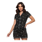 Pijama Feminino Americano Adulto Blogueira Com Botões