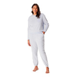 Pijama Feminino Longo Estampado Fleece Inverno