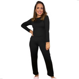 Pijama Feminino Longo Suede Sofisticado Inverno Quentinho