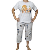 Pijama Feminino Sonhart Algodão Camiseta Mc E Calça Corsário