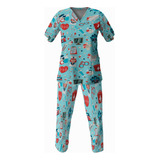 Pijama Hospitalar Conjunto Scrub Branco Oxford Pediatria 