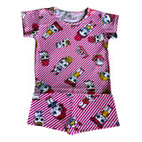Pijama Infantil Menina Manga Curta Babydoll