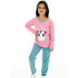 Pijama Infantil Unicórnio Feminino Longo De Inverno Fechado
