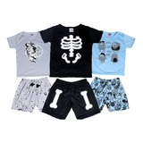 Pijama Infantil/juvenil Menino 3 Camisas Manga C + 3 Bermuda