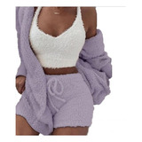 Pijama Inverno Conjunto Calções Camisola Capuz Pijama Casual