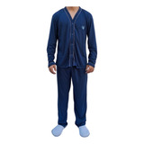 Pijama Longo Adulto Masculino Aberto Manga Comprida E Calça