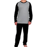 Pijama Longo Adulto Masculino Blusa Manga Comprida E Calça
