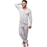 Pijama Masculino Aberto Americano Manga Longa