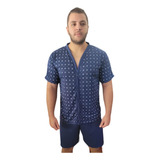 Pijama Masculino Aberto Com Botões Manga Curta E Short Verão