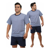 Pijama Masculino Curto Em Malha Manga Curta Linha Noite