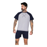 Pijama Masculino De Verão / Camiseta E Short / Malha