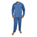 Pijama Masculino Gola V Liso Inverno Conforto Manga Longa