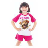 Pijama Menina De Cachorro Personalizada Com