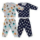 Pijama Moletinho Flanelado Inverno Menino - Kit 2 Unidades