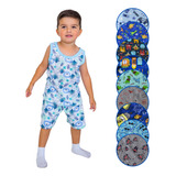 Pijama Nenê Regata Algodão Infantil Masculino Verão 123