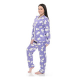 Pijama Soft Inverno Peluciado Feminino Adulto Manga Longa