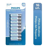 Pilha Aa Philips Alcalina Power Blister 1.5v Com 16 Unidades