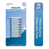 Pilha Aaa Philips Alcalina Power Blister Com 16 Unidades