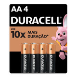 Pilha Alcalina Aa Pequena Duracell Com 4 Unidades