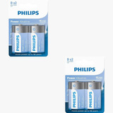 Pilha Alcalina Grande D Philips Kit Com 4 Pilhas 1.5v 