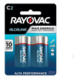 Pilha Alcalina Média C Rayovac Cartela 2 Peças 1.5v Lr14