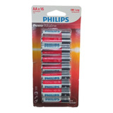 Pilha Alcalina Philips Aa Com 16