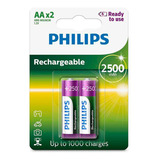 Pilha Philips Recarregável Aa 1,2v 2500mah