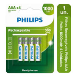 Pilha Philips Recarregável Aaa 1.2v 1000mah