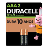 Pilha Recarregável Aaa Palito 900 Mah Duracell Com 2 Unidade