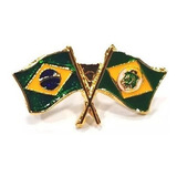 Pin Bótom Broche Bandeira Brasil X Estado Do Ceará Folheado