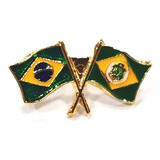 Pin Bótom Broche Bandeira Brasil X Estado Do Ceará Folheado